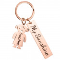 Engraved Rectangle Personalised Keyring with Girl Charm