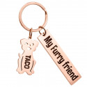 Personalised Engraved Rectangle Keyring with Dog Charm