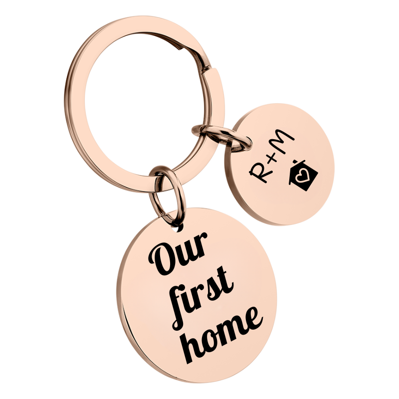 2 Circles Personalised Engraved Keyring