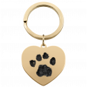 Personalised Heart and Text Engraved Keyring with Paw