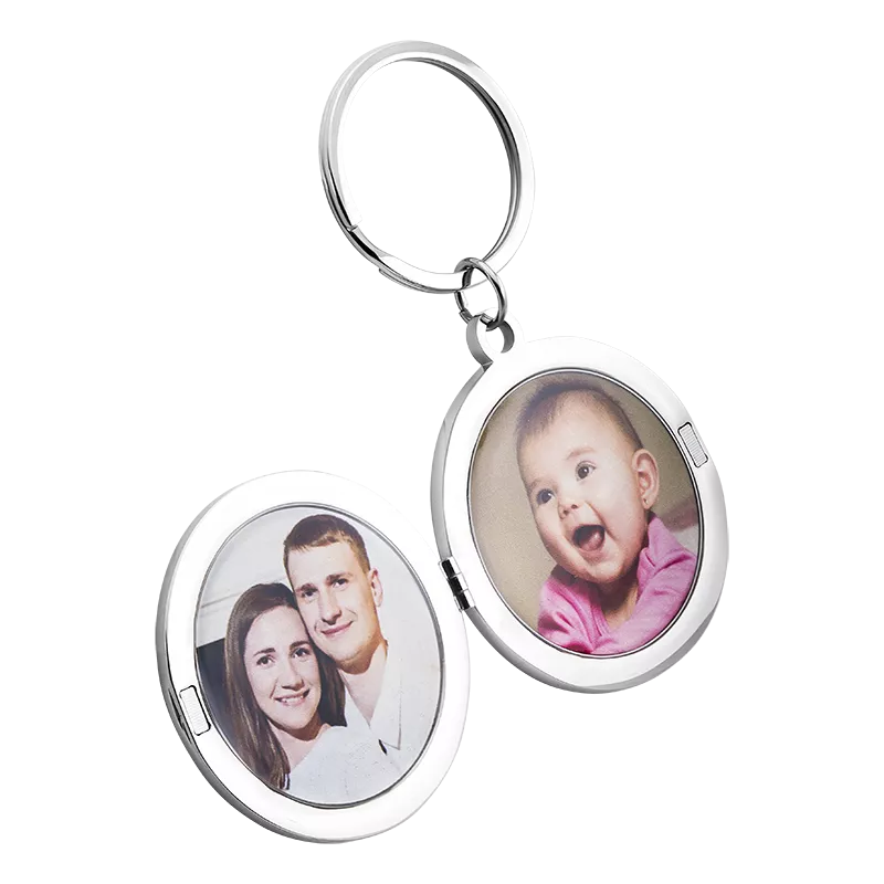 Personalise Luxury Circle Photo Locket Keyring