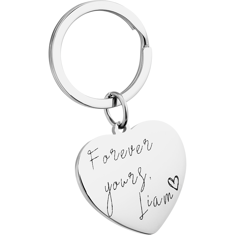 Personalised Handwriting to Engraving Heart Keyring