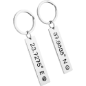 2 Personalised Keyrings with Engraved Coordinates