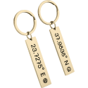 2 Personalised Keyrings with Engraved Coordinates