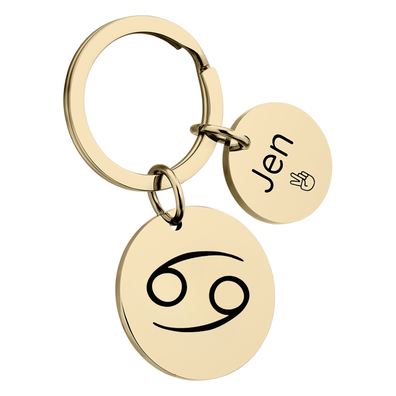 Personalised Circle Keyring with Zodiac Sign