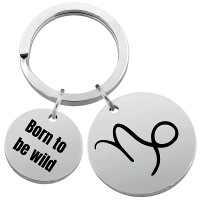 Personalised Circle Keyring with Zodiac Sign