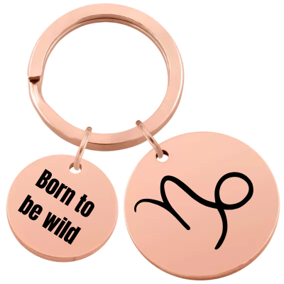 Personalised Circle Keyring with Zodiac Sign