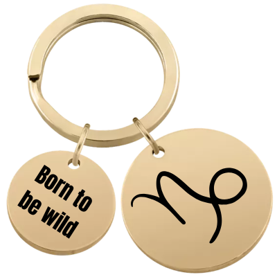 Personalised Circle Keyring with Zodiac Sign