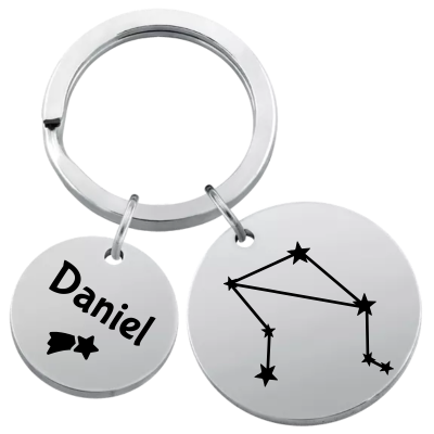 Personalised Circle Keyring with Constellation