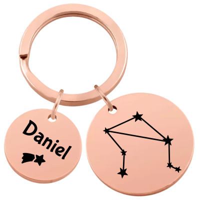 Personalised Circle Keyring with Constellation