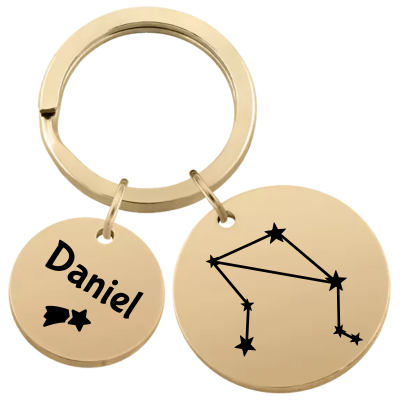 Personalised Circle Keyring with Constellation