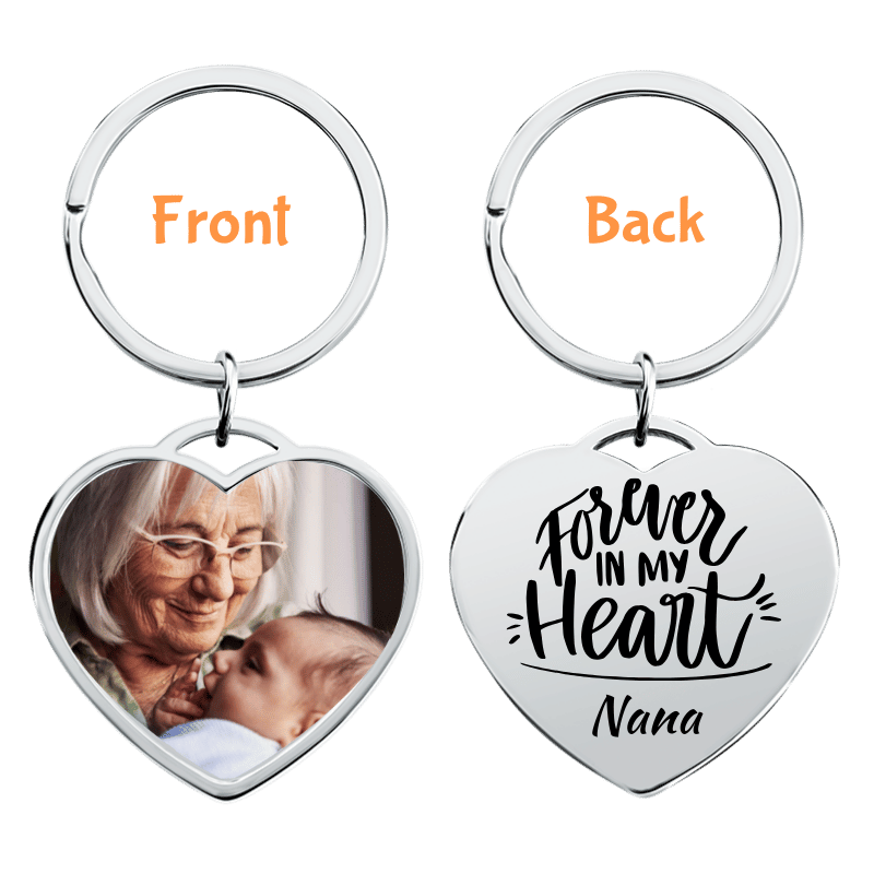 Personalised Memorial Luxury Heart Keyring with Photo