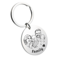 Personalised Sketch-Style Family Portrait Keyring – Engrave your Photo and Text