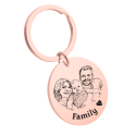 Personalised Sketch-Style Family Portrait Keyring – Engrave your Photo and Text
