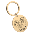 Personalised Sketch-Style Family Portrait Keyring – Engrave your Photo and Text